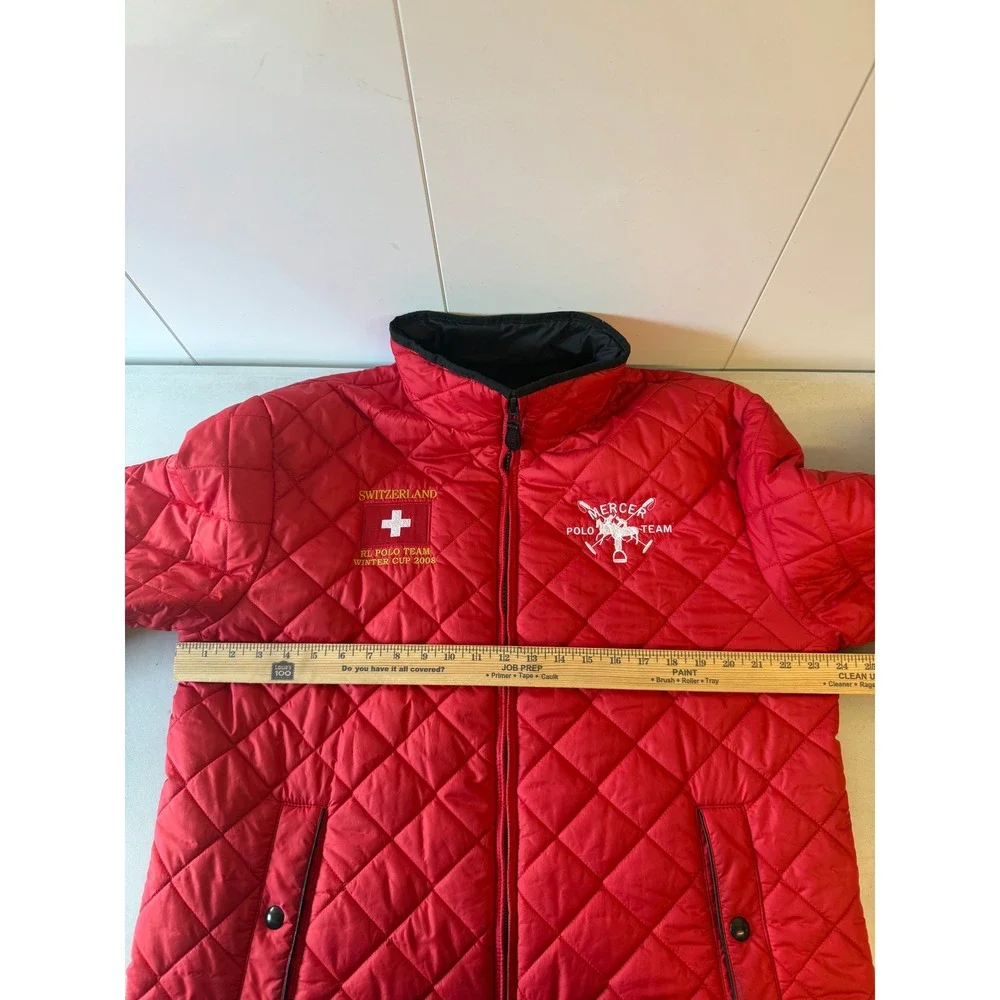 Polo Ralph Lauren Reversible Quilted Jacket Switzerland Winter Cup 2008 Red XL